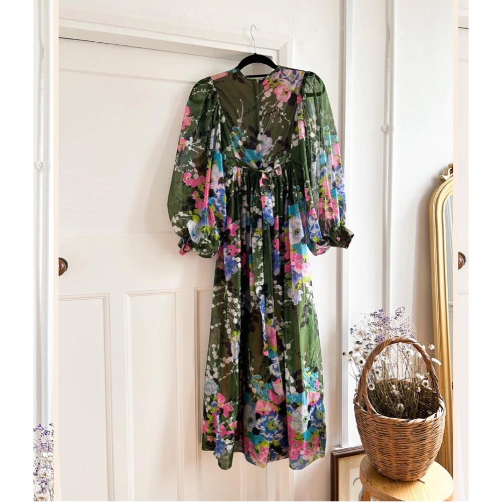 Vintage 1970s Balloon Sleeve Floral Maxi Dress - Picture 6 of 6